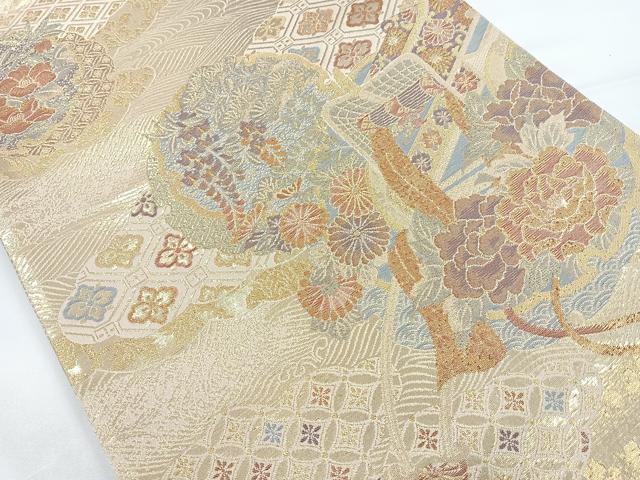 平和屋着物◎六通柄袋帯 建部錦 雪輪吉祥花文 金糸 正絹 逸品 CAAY5398nb
