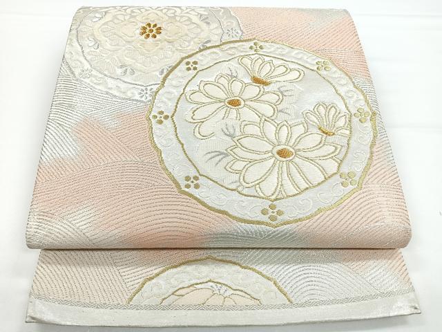 平和屋着物◎六通柄袋帯 絵皿舞花文 金銀糸 正絹 逸品 CAAY5470nb