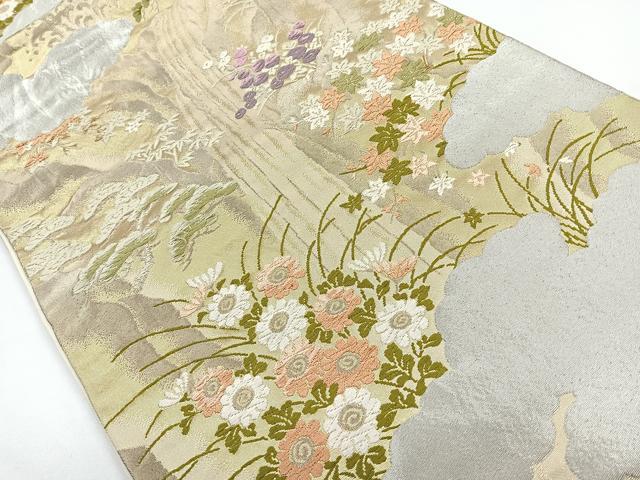平和屋着物◎六通柄袋帯 唐織 雲取り吉祥花文 金銀糸 正絹 逸品 CAAY5474nb