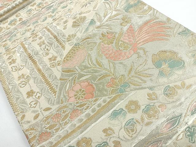 平和屋着物◎六通柄袋帯 切嵌鳳凰花文 金銀糸 正絹 逸品 CAAY5492nb