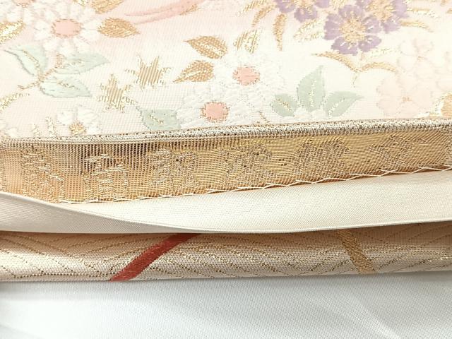 平和屋着物◎六通柄袋帯 扇面取澪標文 金糸 正絹 逸品 CAAY5524nb