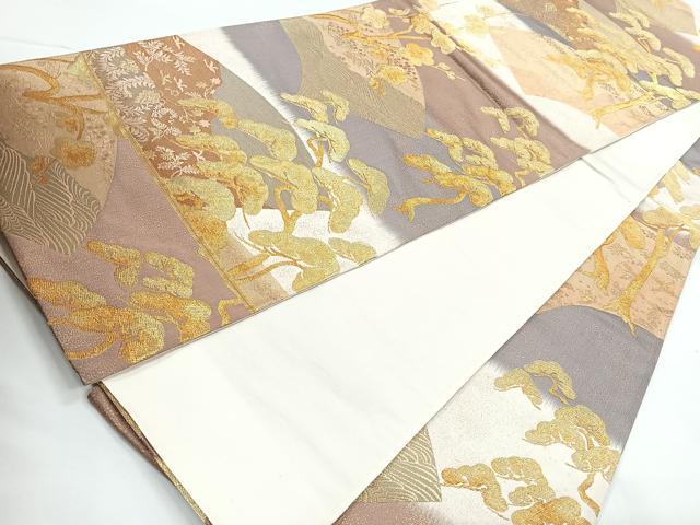 平和屋着物◎六通柄袋帯 地紙光琳松文 金糸 正絹 逸品 CAAY5591nb
