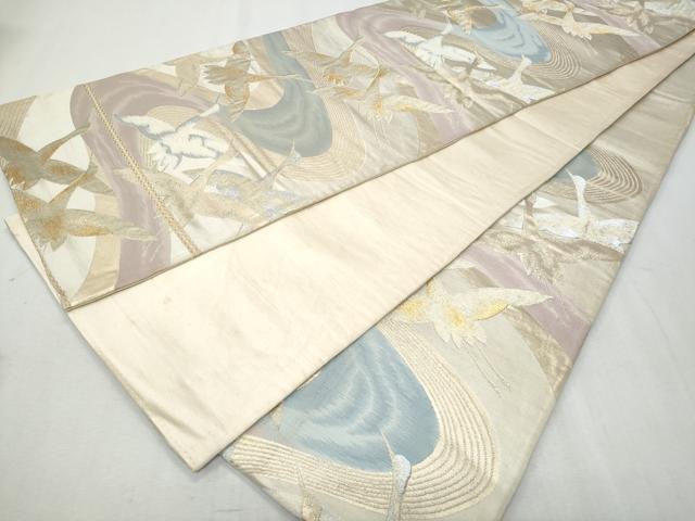 平和屋着物◎六通柄袋帯 唐織 流水飛鶴文 金銀糸 正絹 逸品 CAAY5971fb