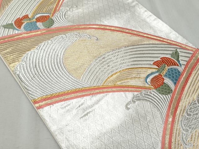 平和屋着物◎六通柄袋帯 唐織 立波鴛鴦文 金銀糸 正絹 逸品 CAAY5976fb