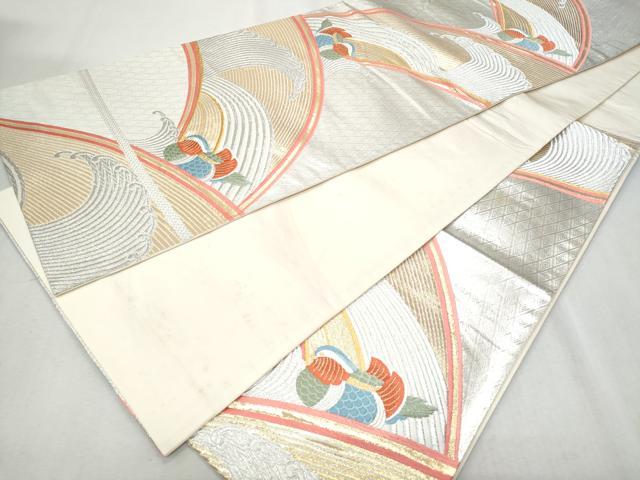 平和屋着物◎六通柄袋帯 唐織 立波鴛鴦文 金銀糸 正絹 逸品 CAAY5976fb