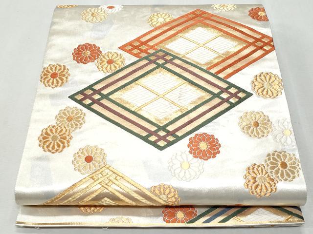 平和屋着物◎六通柄袋帯 唐織 菱花文 金銀糸 正絹 逸品 CAAY5989fb