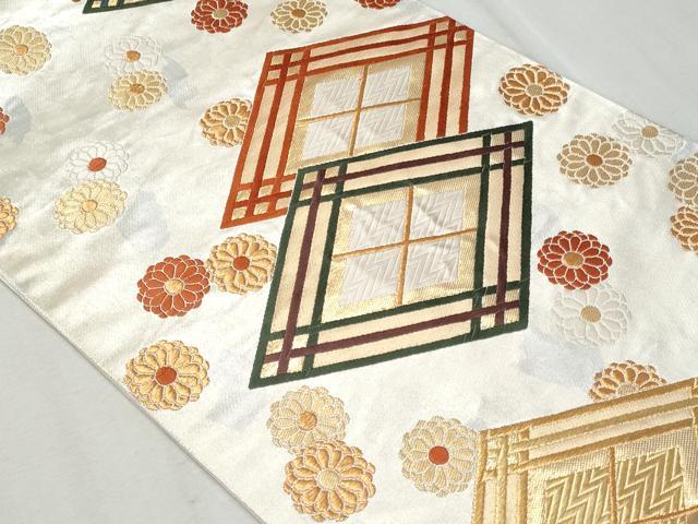 平和屋着物◎六通柄袋帯 唐織 菱花文 金銀糸 正絹 逸品 CAAY5989fb