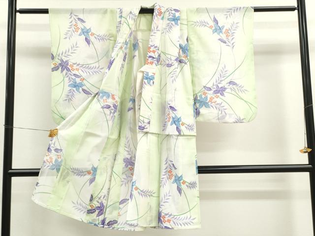 平和屋着物*夏物 七五三 女の子 7歳 祝着 四つ身 絽 草花文 暈し染め 洗える着物 CAAY6020ze