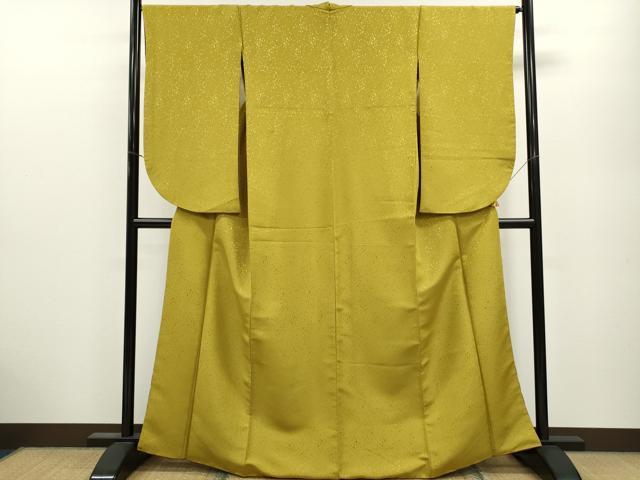 平和屋着物●世界的ファッションデザイナー 山本寛斎 kansaiブランド 小振袖 二尺袖 山吹茶色 孔雀草花文 金銀彩 洗える着物CAAY6207ze