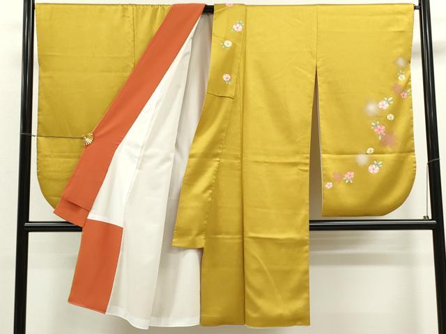平和屋着物●小振袖 二尺袖 舞桜文 暈し染め 金彩 洗える着物 CAAY6209ze