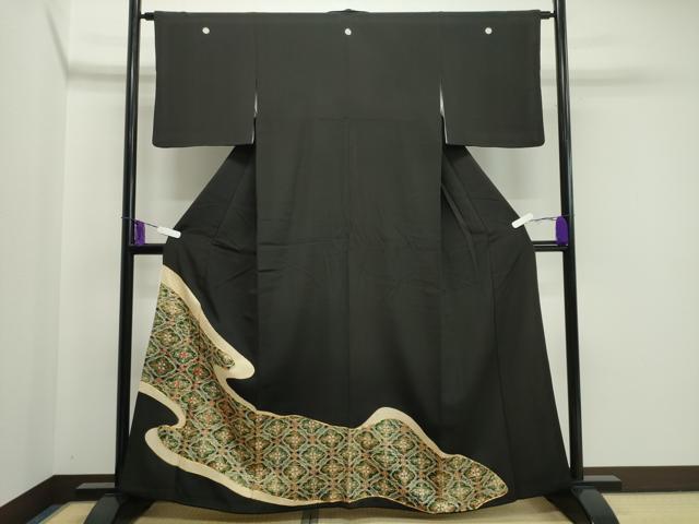 平和屋着物■豪華黒留袖 駒刺繍 道長花文 金彩 正絹 逸品 CAAY6709gh