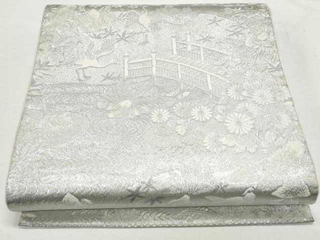 平和屋着物◎六通柄袋帯 飛鶴風景文 プラチナ箔二重織 正絹 逸品 CAAY7276th