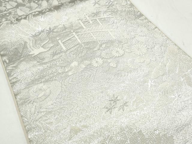 平和屋着物◎六通柄袋帯 飛鶴風景文 プラチナ箔二重織 正絹 逸品 CAAY7276th