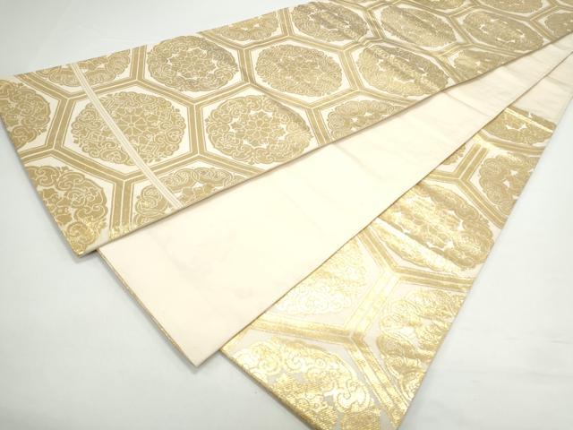 平和屋着物◎六通柄袋帯 天井花文 金糸 正絹 逸品 CAAY7301th