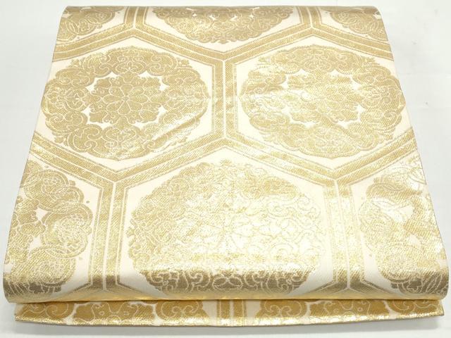 平和屋着物◎六通柄袋帯 天井花文 金糸 正絹 逸品 CAAY7301th