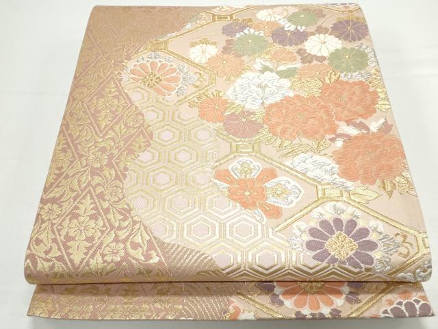 平和屋着物◎六通柄袋帯 唐織 草花文 金銀糸 正絹 逸品 CAAY7340th