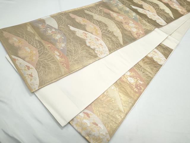 平和屋着物◎六通柄袋帯 草花文 蒔絵春日錦 金銀糸 正絹 逸品 CAAY7431th