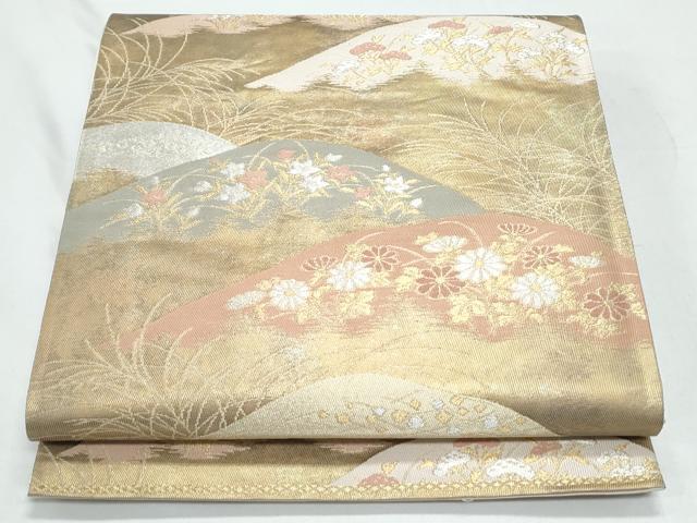 平和屋着物◎六通柄袋帯 草花文 蒔絵春日錦 金銀糸 正絹 逸品 CAAY7431th