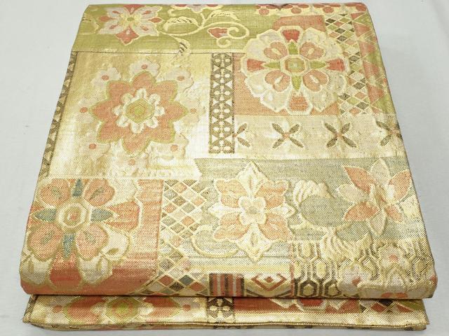 平和屋着物◎佐賀錦 六通柄袋帯 吉祥花文 金糸 正絹 逸品 CAAY7611fb