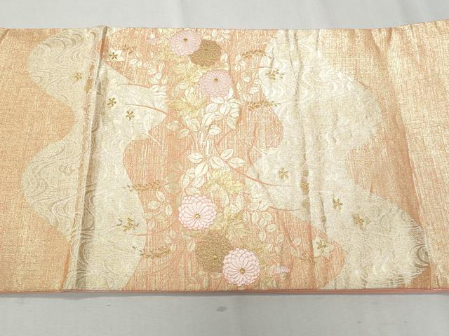 平和屋着物◎太鼓柄袋帯 唐織 流水菊文 金糸 正絹 逸品 CAAY7618fb