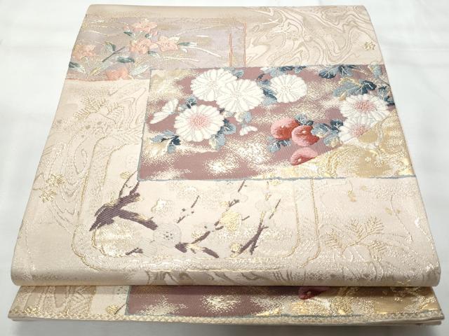 平和屋着物◎六通柄袋帯 唐織 陶彩文様 金糸 正絹 逸品 CAAY7789fb