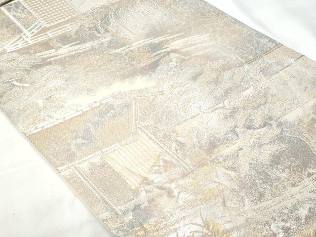 平和屋着物◎六通柄袋帯 京洛錦 風景文 金銀糸 二重引箔 正絹 逸品 CAAY7851fb
