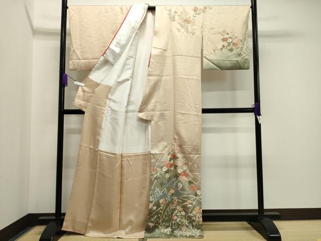 平和屋着物●訪問着 草花文 暈し染め 金彩 正絹 逸品 CAAY8039gh
