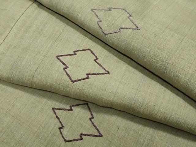 平和屋着物●中国三大刺繍 相良刺繍 総刺繍 色留訪問着 紬地 松皮菱文 正絹 逸品 CAAY8093gh