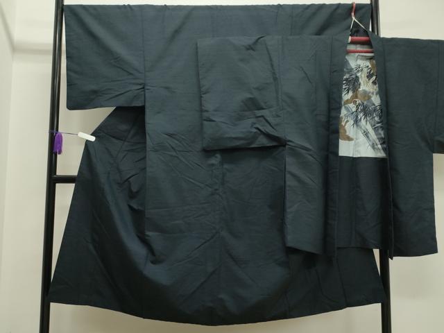 平和屋着物●男性 紬 アンサンブル 霞文 褐返色 正絹 逸品 CAAY8106gh