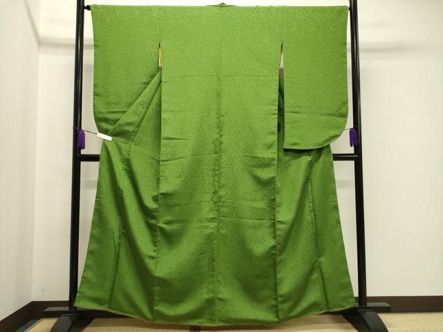 平和屋着物●小振袖 二尺袖 孔雀花文 苔色 金銀彩 洗える着物 CAAY8168gh
