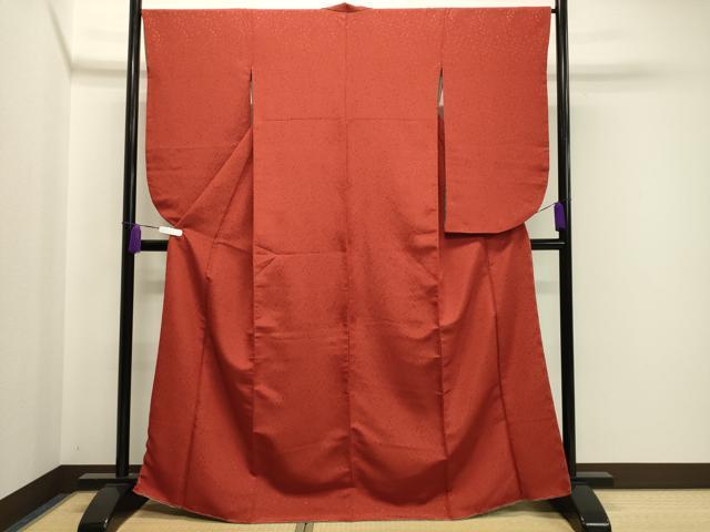 平和屋着物●小振袖 二尺袖 孔雀花文 丹色 金銀彩 洗える着物 CAAY8171gh