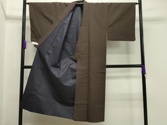 平和屋着物●男性 紬 アンサンブル 赤墨色 正絹 逸品 CAAY8179gh