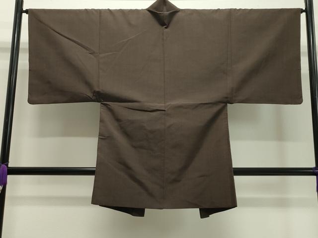 平和屋着物●男性 紬 アンサンブル 赤墨色 正絹 逸品 CAAY8179gh