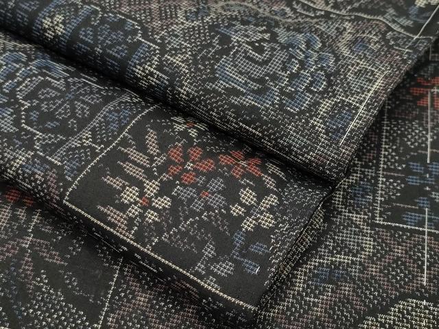 平和屋着物●本場大島紬 9マルキ 雲取り色紙花文 正絹 逸品 未使用 CAAY8210gh
