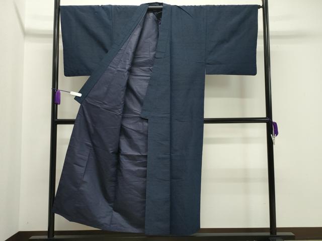 平和屋着物●男性 髭紬 アンサンブル 漆黒色 正絹 逸品 未使用 CAAY8363gh