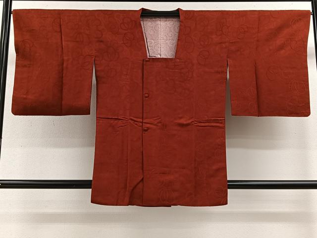 平和屋着物■道行コート 舞花文 紅海老茶色 正絹 逸品 CAAY8792ua