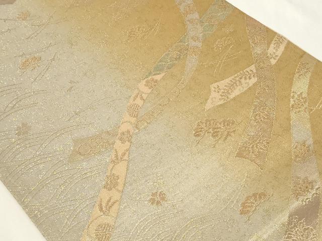平和屋着物◎六通柄袋帯 熨斗草花文 金糸 正絹 逸品 CAAY8807in