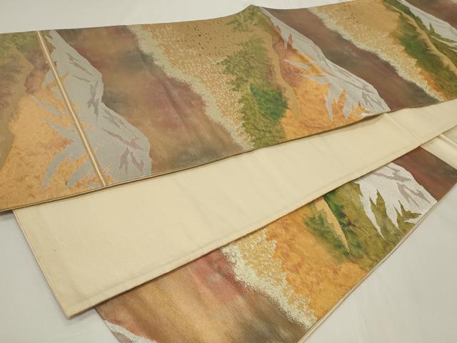 平和屋着物◎六通柄 京袋帯 遠山風景文 金銀糸 正絹 逸品 CAAY8812in