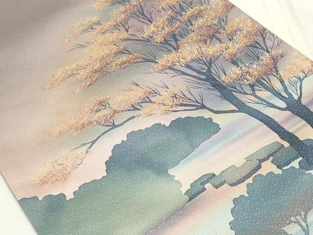 平和屋着物◎太鼓柄袋帯 風景シルエット 正絹 逸品 CAAY8934in