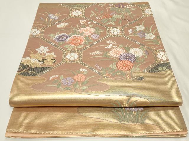 平和屋着物◎六通柄袋帯 雲取蜀甲文 うるし箔 正絹 逸品 CAAY8985in