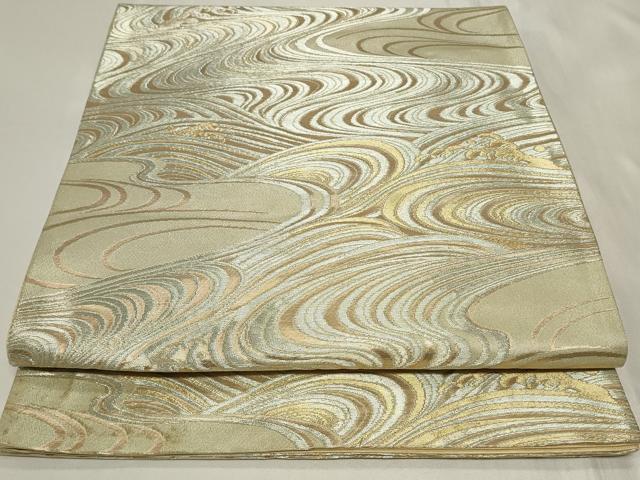 平和屋着物◎西陣 六通柄 京袋帯 流水文 金糸 正絹 逸品 CAAY8996in