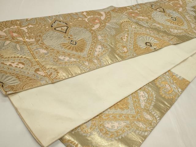 平和屋着物◎六通柄袋帯 更紗花文 金銀糸 正絹 逸品 CAAY9017in