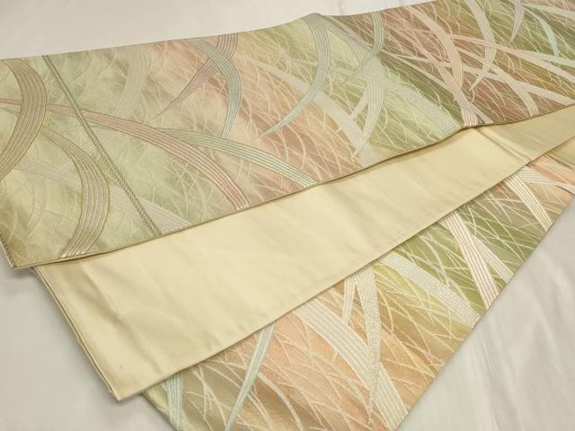 平和屋着物◎六通柄袋帯 芝草文 金銀糸 正絹 逸品 CAAY9042in