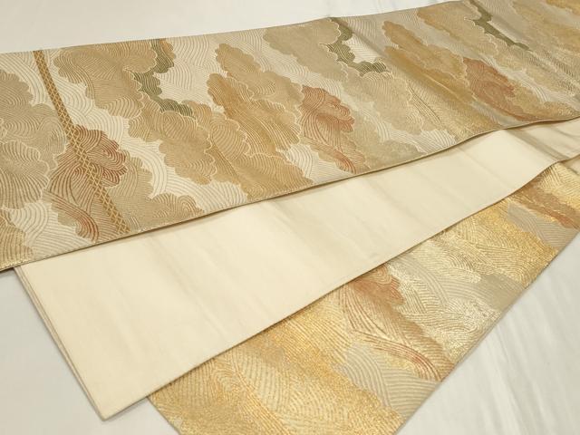 平和屋着物◎六通柄袋帯 雲取り流水文 金糸 正絹 逸品 CAAY9044in