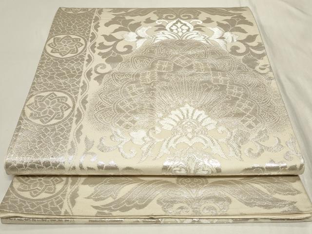 平和屋着物◎六通柄袋帯 更紗花唐草文 銀糸 正絹 逸品 CAAY9049in