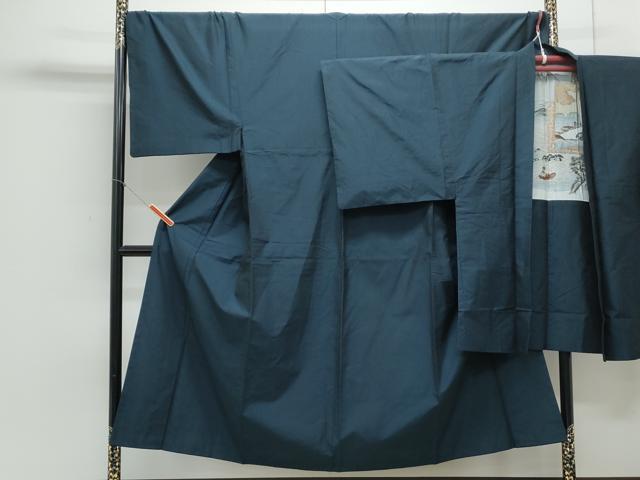 平和屋着物●男性 紬 色無地 アンサンブル 褐返色 正絹 逸品 CAAY9511th