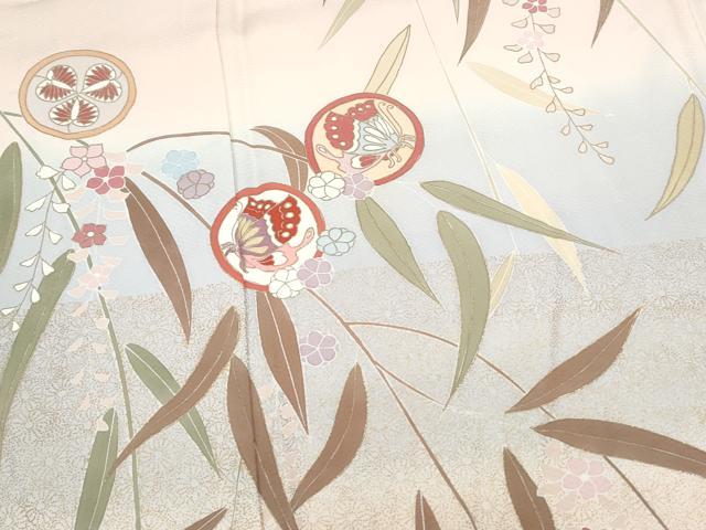 平和屋着物●訪問着 花蝶丸文 暈し染め 金彩 正絹 逸品 CAAY9516th