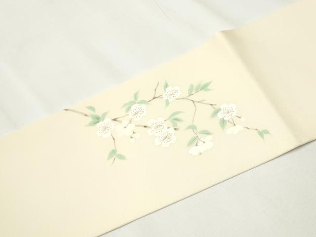 平和屋着物●塩瀬 九寸名古屋帯 手描き 枝垂れ桜文 金彩 正絹 逸品 CAAY9606hy