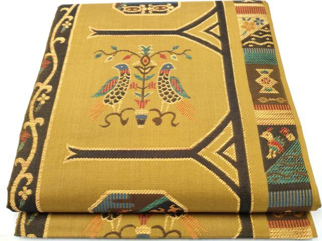 平和屋着物●六通柄 本袋帯 花鳥文 正絹 逸品 CAAY9692hy