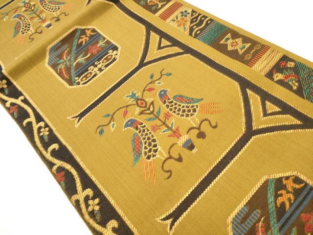 平和屋着物●六通柄 本袋帯 花鳥文 正絹 逸品 CAAY9692hy